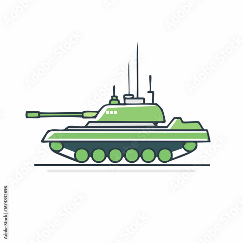 Modern Military Tank Side View - AI Generated