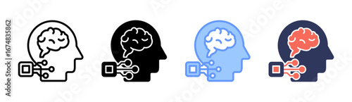 Artificial Intelligence Icon Set Multiple Style Collection