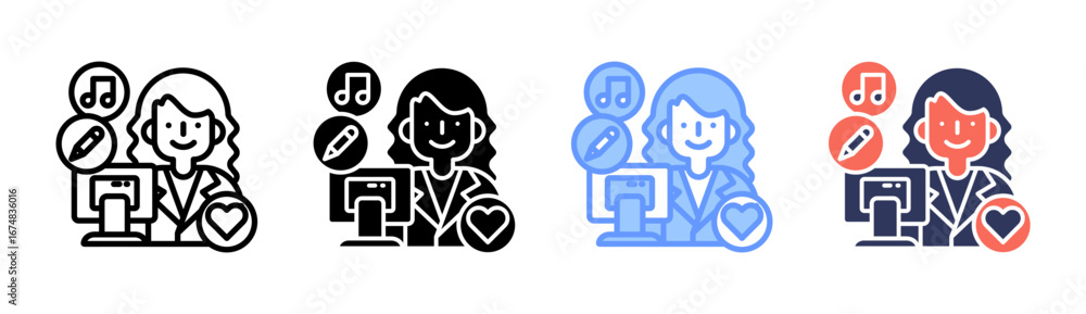 Obraz premium Content Creation Icon Set Multiple Style Collection