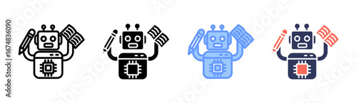 Educational Robotics Icon Set Multiple Style Collection