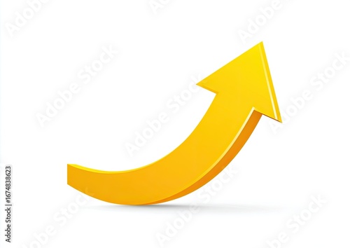 Bright yellow curved arrow pointing up