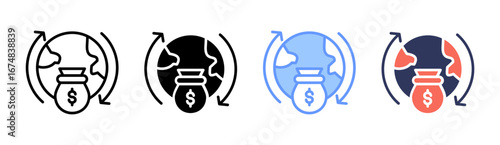 Circular Economy Icon Set Multiple Style Collection