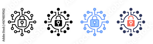 Cyber Security Icon Set Multiple Style Collection