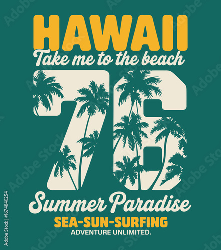 A beautiful and inviting scene reflecting Hawaii's beach paradise, drawing attention to palm trees and summer fun, urging viewers to embrace the warmth of island life.