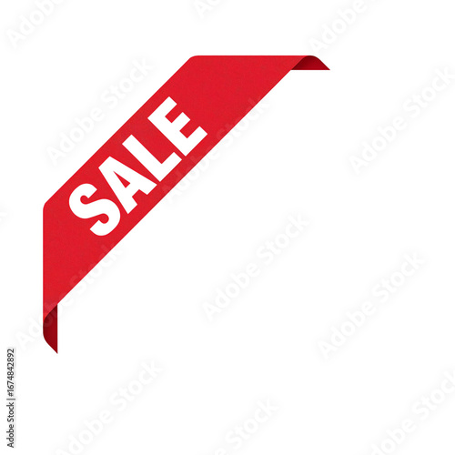 Striking red sale banner against black backdrop for promotions and discounts sales event
