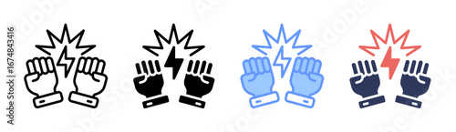 Fight Icon Set Multiple Style Collection