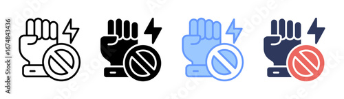 No Violence Icon Set Multiple Style Collection