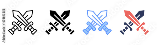Sword Icon Set Multiple Style Collection