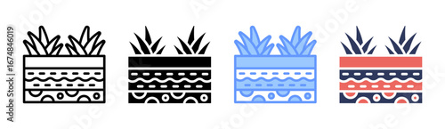Soil Layers Icon Set Multiple Style Collection