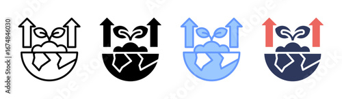 Green Growth Icon Set Multiple Style Collection