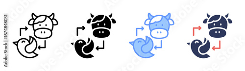 Livestock Cycle Icon Set Multiple Style Collection