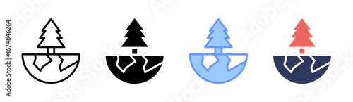 Earth Forest Icon Set Multiple Style Collection