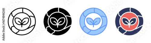 Eco Cycle Icon Set Multiple Style Collection