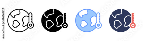 Global Warming Icon Set Multiple Style Collection