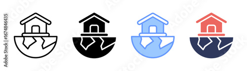 Green Shelter Icon Set Multiple Style Collection
