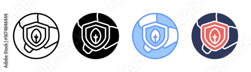 Eco Shield Icon Set Multiple Style Collection