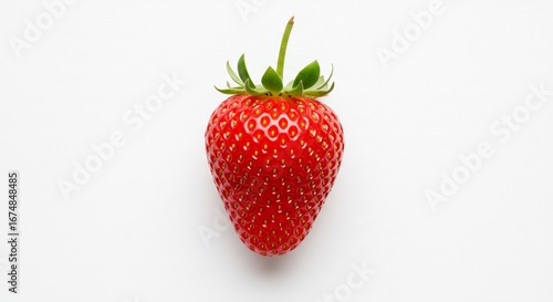 Wallpaper Mural Ripe red strawberry sits brightly lit against a stark white background. AI Generated Torontodigital.ca