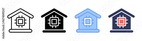 Smart Chip Icon Set Multiple Style Collection