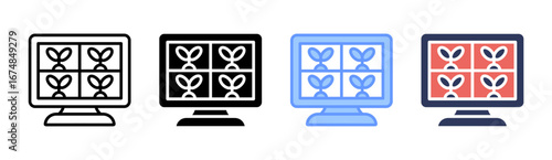 Agritech Monitor Icon Set Multiple Style Collection