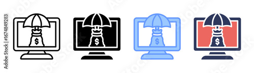 Fintech Protection Icon Set Multiple Style Collection