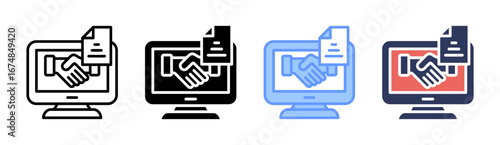 Digital Agreement Icon Set Multiple Style Collection