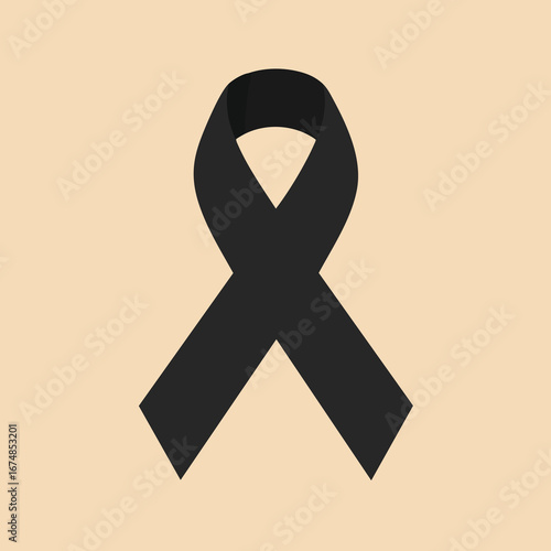 A black awareness ribbon vector, a powerful symbol of support for various causes like melanoma and sleep disorders, stands out against a clean white background
