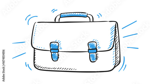 Black briefcase with blue accents and radiating lines business travel