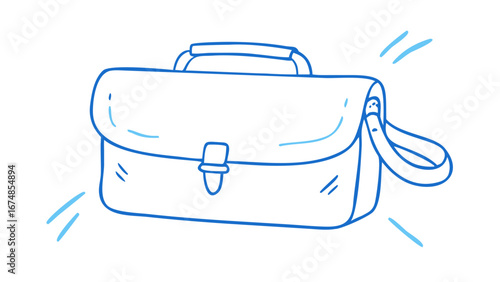 Blue briefcase doodle with light blue accents luggage travel