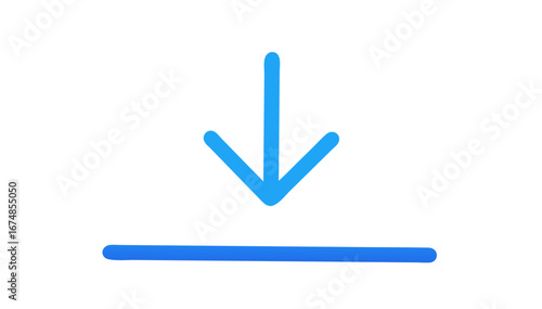 Blue download arrow on white background symbol graphic