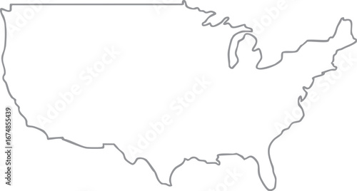 USA Map Outline Grey High Detailed