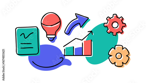 Business process flow with icons finance