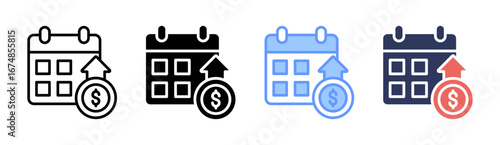 Annual Earning Icon Set Multiple Style Collection