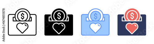 Donation Icon Set Multiple Style Collection