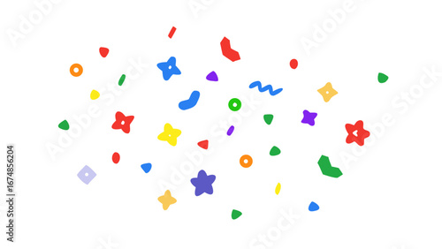 Colorful abstract shapes scattered on white vector