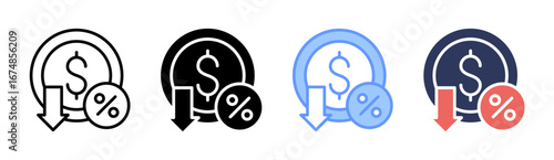 Deductible Icon Set Multiple Style Collection