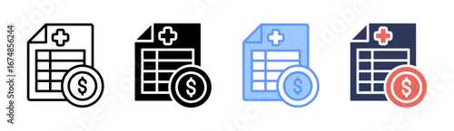Medical Expense Icon Set Multiple Style Collection