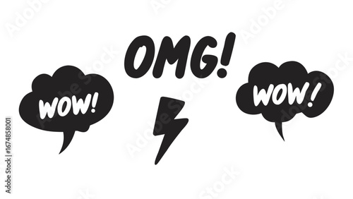 Comic speech bubbles with exclamations and lightning bolt vector