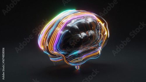 Wallpaper Mural transparent shield enveloping AI brain shaped microchip pulsating neon lines concept of intellectual property protection illustration concept scene visual for commercial design use high detail quality Torontodigital.ca