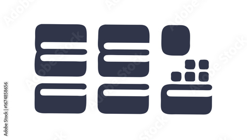 Dark blue rounded rectangles and squares abstract shapes graphic design
