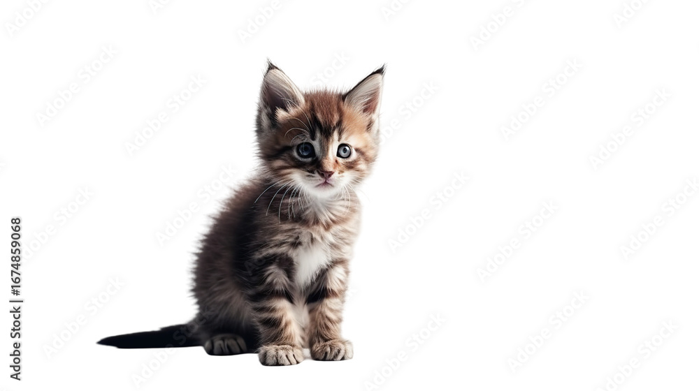 Fototapeta premium Cute kitten, sitting, looking at viewer