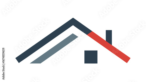 Geometric House Symbol Dark Blue Red home architecture