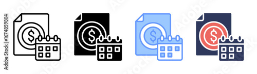 Financial Planning Icon Set Multiple Style Collection