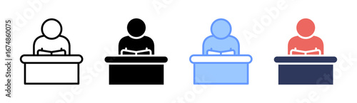 Public Speaking Icon Set Multiple Style Collection