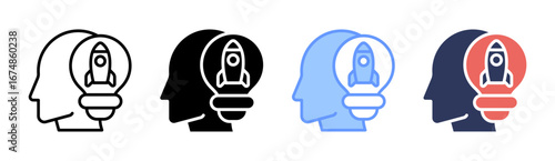 Creative Thinking Icon Set Multiple Style Collection