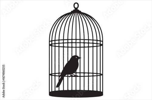 Bird Cage Silhouette Design Bundle, Bird Cage icon set, Hand Drawn Bird Cage Black Silhouette Vector Illustration Design, Bird cage icon Isolated flat vector in outline.