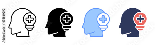 Mental Health Icon Set Multiple Style Collection