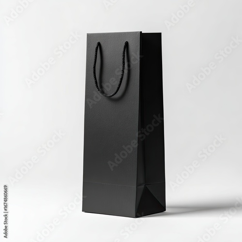 A black, matte, paper wine bag, simple and elegant