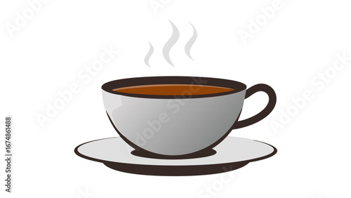 Hot coffee cup with steam on saucer vector