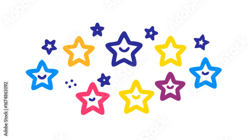 Playful smiling stars in vibrant colors colorful