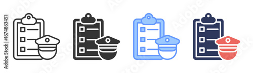 Police Report Icon Set Multiple Style Collection